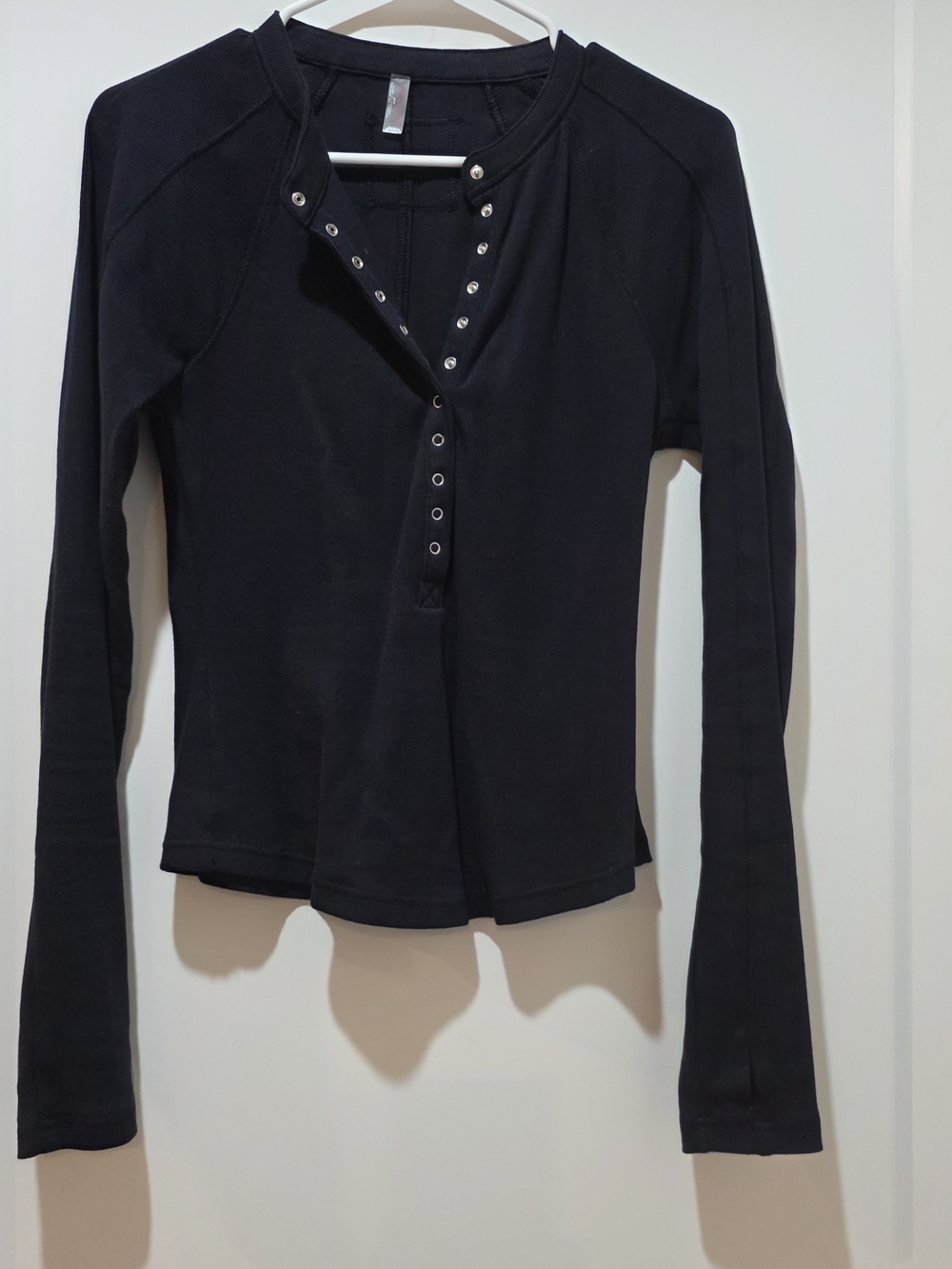 FP Movement by Free People Black Snap-Front Long Sleeve Top